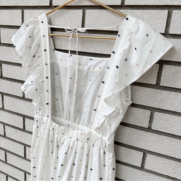 Self Contrast Nina Open Back White Midi Dress NWT Swiss Dot Flutter Sleeve - Picture 5 of 13